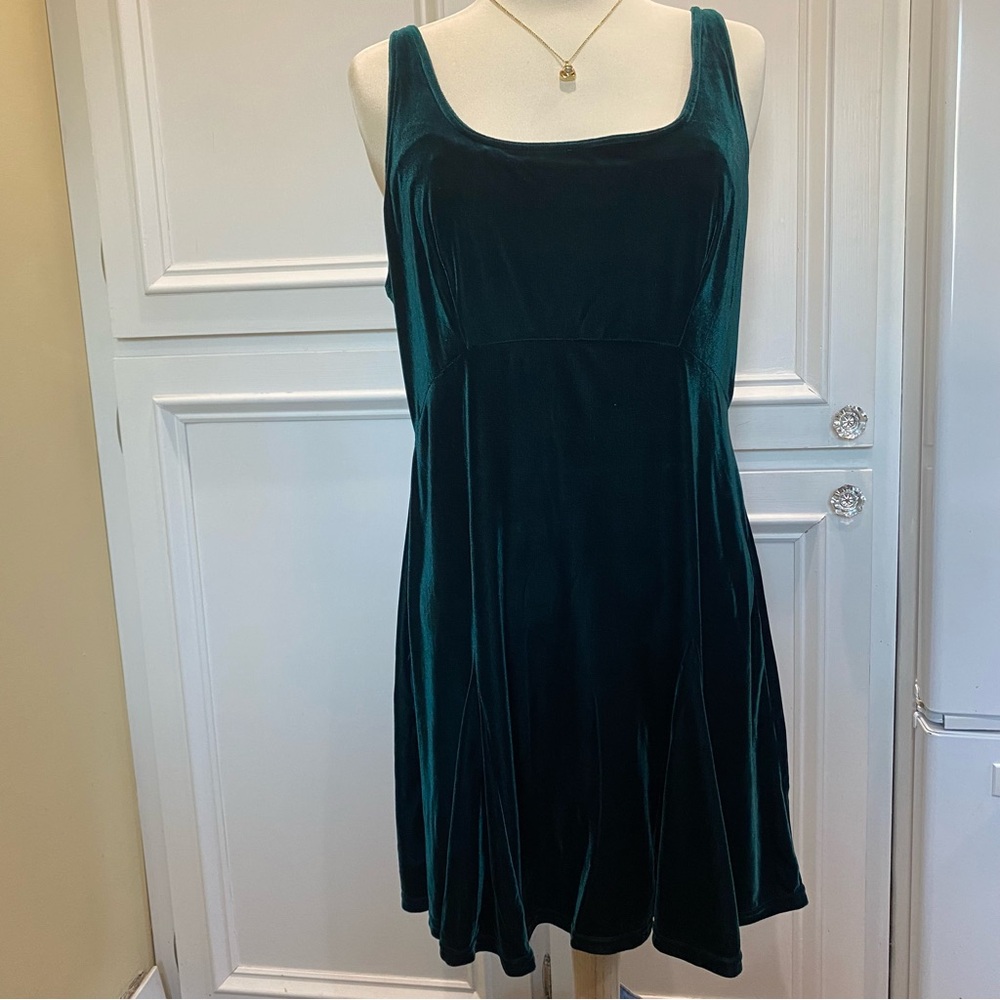 Elegant Y2k Green Stretch Velvet Strappy Slip Dress fairy princess whimsygoth